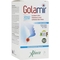 Verpackung von Golamir-Halsspray zur Schmerzlinderung und Schutz des Halses.